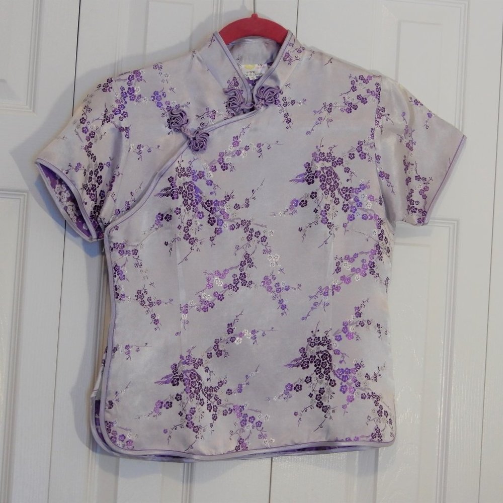 New Chinese Style Women’s Lilac Embroidered Blouse size S
